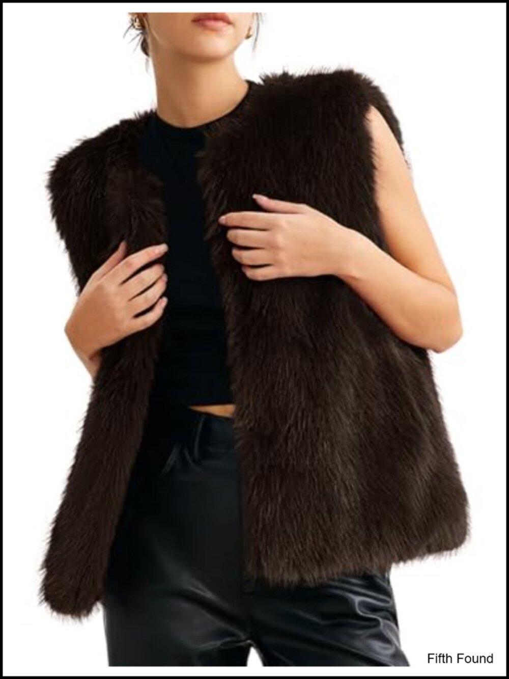Faux Fur Vest Sleeveless Open Front Fall Winter Layer